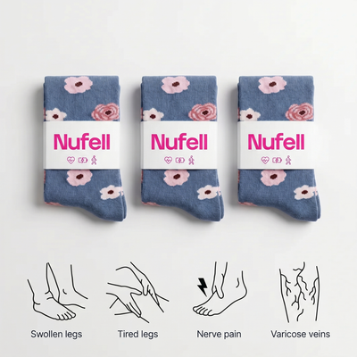 Blue/Flowers | Daily Relief Compression Socks