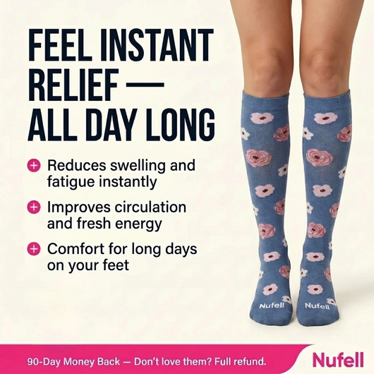 Blue/Flowers | Daily Relief Compression Socks