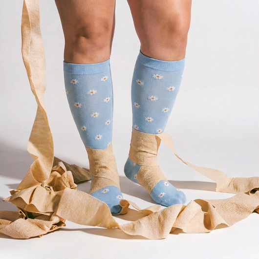 Light Blue/Flowers | Daily Relief Compression Socks