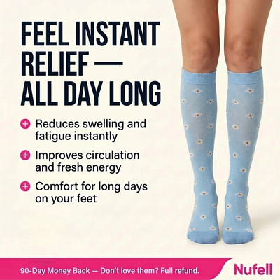 Light Blue/Flowers | Daily Relief Compression Socks