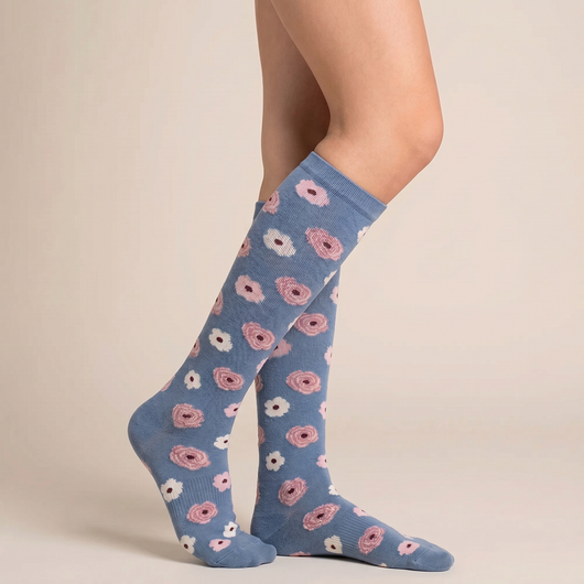 Blue/Flowers | Daily Relief Compression Socks