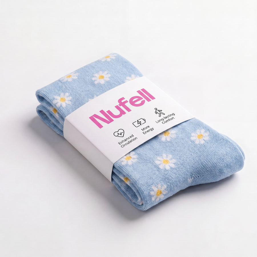 Light Blue/Flowers | Daily Relief Compression Socks