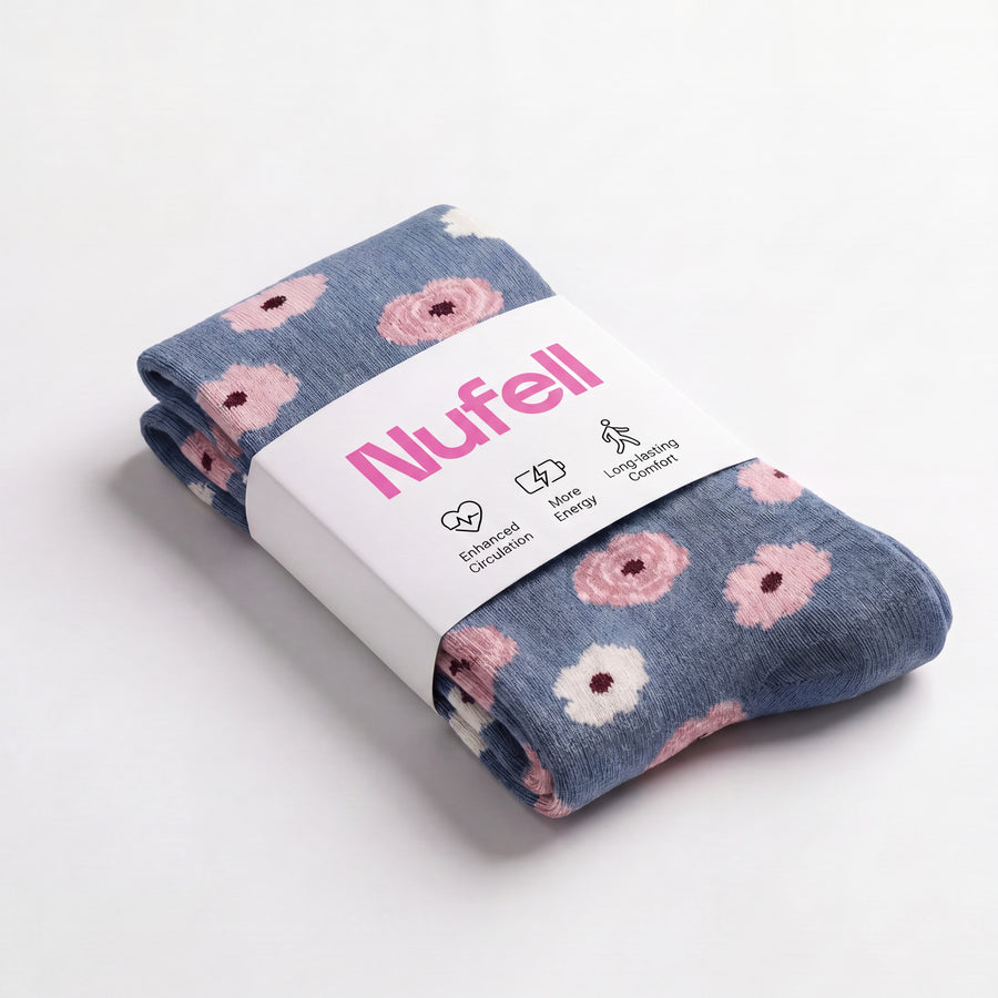 Blue/Flowers | Daily Relief Compression Socks
