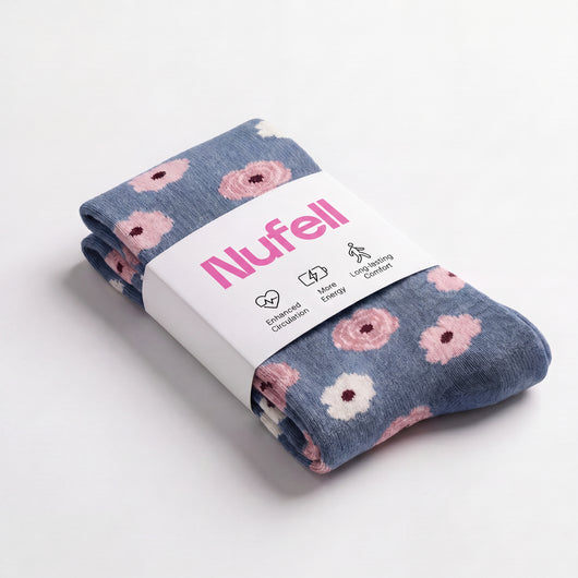 Blue/Flowers | Daily Relief Compression Socks